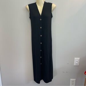MAGASCHONI BUTTONED RIB-KNIT Middy Dress Women’s XS Black Missing Belt